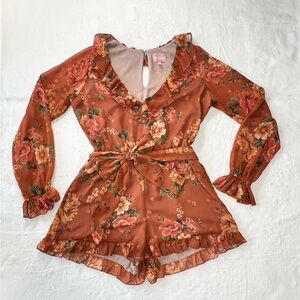 SHOW ME YOUR MUMU Raquel Ruffle Romper Garden Harvest Women’s size M